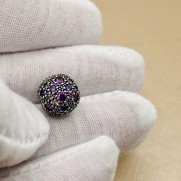 EUC Pandora 791286CFPMX Sterling Silver Cosmic Stars Clip w/ Purple & Pink CZ - Picture 3 of 8